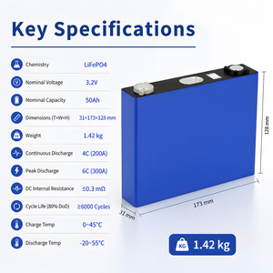 Batterie lithium <span class=keywords><strong>rechargeable</strong></span> Deep Cycle CATL 50Ah 3.2V LFP pour scooter électrique, vélo électrique, voiturette de <span class=keywords><strong>golf</strong></span>, marine, camping-car, bricolage, neuve - Product Image 2