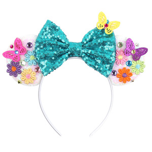 Encanto Aksesoris Rambut Anak Perempuan Payet Busur Simpul Kupu-kupu Bunga Cosplay Mickey Hairband Telinga Tikus Ikat Kepala - Product Image 3