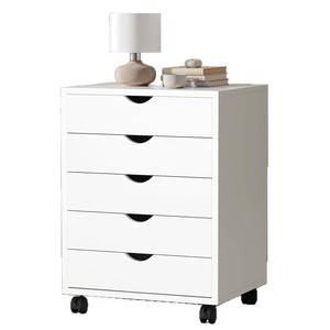 Cómoda <span class=keywords><strong>Blanca</strong></span> con Ruedas, Gabinete de Almacenamiento con Cajones, <span class=keywords><strong>Cajonera</strong></span> <span class=keywords><strong>Estrecha</strong></span> para Hogar, Oficina, Dormitorio, Organizador de Armario con Ruedas - Product Image 1