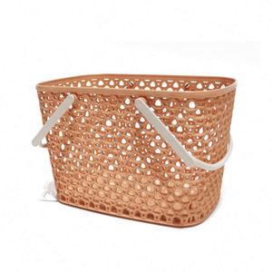 Panier de rangement rectangulaire en plastique portable de haute qualité, écologique, avec poignée, design moderne multifonctionnel pour la maison - Product Image 4