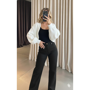 Cárdigan Bolero de Punto Marrón Café para Mujer, de un Solo Hombro, Manga Larga, Tallas Estándar S M L XL - Product Image 2