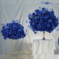 Boule de fleurs artificielles en soie bleue FB-BL42, fabrication directe d'usine, centre de table de mariage, décoration de fête à domicile