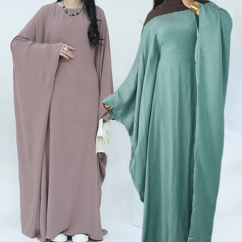 Chất lượng cao eo Batwing tay áo abaya EID ramanda Crepe Jazz phụ nữ hồi giáo ăn mặc cầu nguyện bướm abaya