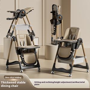 Chaise Haute de Salle à Manger Multifonctionnelle Seamind, Design Récent pour Bébé et Tout-Petit, Hauteur Réglable, Pliable et <span class=keywords><strong>Inclinable</strong></span>, en Métal, 1 Pièce - Product Image 4