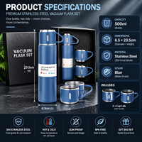 Ensemble cadeau de tasse thermique en acier inoxydable à double paroi isolée sous vide de 500 ml avec 2 tasses, bouteille d'eau portable, logo personnalisé, vente en gros