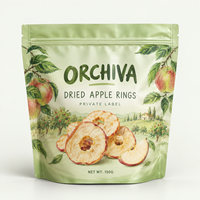 Sachet d'emballage personnalisé pour anneaux de pommes séchées avec fermeture éclair refermable, film haute barrière et étiquette privée pour l'emballage de fruits
