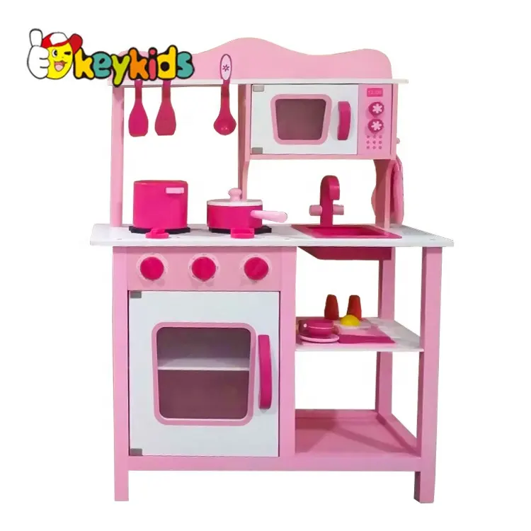 best sale kids wooden pink toy kitchen for pretend W10C045