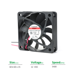 Ventilateur axial de refroidissement pour armoire et onduleur SUNON MF60151VX-1000C-A99, électrique, 60x60x15mm, 12VDC, 165mA, 2.28W, 5400RPM, 30.4CFM, à roulement à billes - Product Image 2