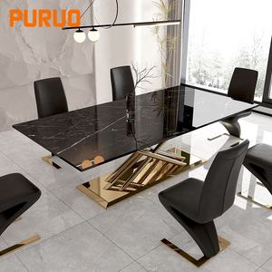 Chaises de salle à manger PURUO au design artistique moderne et luxueux, en cuir synthétique, dossier haut, avec pieds en métal doré, pour hôpital, maison, bureau - Product Image 4