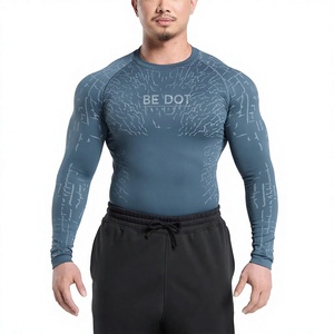 Camiseta de Compresión de Manga Larga para Hombre Be Dot Garments, Cuello Redondo, Secado Rápido, Tejido de Algodón y Fibra de Bambú, Ropa Casual, Tallas Grandes - Product Image 1