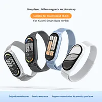 Tali Jam Tangan Logam Magnetik Milanese 12mm Satu Bagian untuk Mi Band 8/9/10