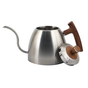 Bouilloire à café en acier inoxydable de qualité supérieure - 1L, pour café filtre, avec poignée ergonomique en bois - Product Image 5