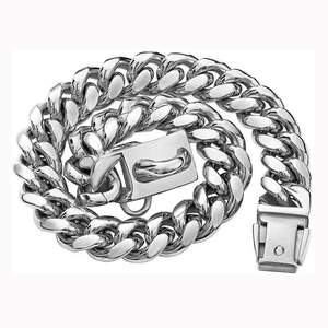 14 मिमी नए आगमन पालतू कुत्ते कॉलर स्टेनलेस स्टील क्यूबन चेन डॉग चेन लॉक गोल्ड और चांदी डॉग चेन ph1004 - Product Image 2