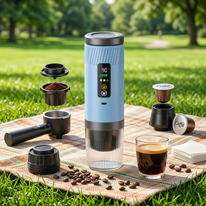 เครื่องชงกาแฟเอสเพรสโซแบบพกพาใหม่ปี 2026 3 in 1 พร้อมหน้าจอ LED ให้ความร้อนเร็ว ใช้พลังงานจากแบตเตอรี่ เหมาะสำหรับรถยนต์ การเดินทาง แคมป์ปิ้ง และโรงงาน - Product Image 1