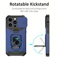 Étui de protection robuste en TPU et PC avec anneau magnétique et béquille pour 11-16 Pro Max avec support coulissant pour carte et protection d'appareil photo