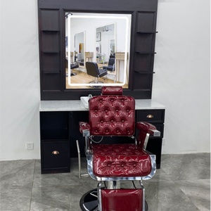 Unidad de Barbería Individual LE al por Mayor, Estación de Espejo Marrón Especial, Muebles de Salón de Buena Calidad, Lavabo de Cerámica Blanco, Directo de Fábrica - Product Image 5