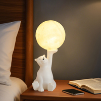 Lampe de chevet Ours polaire Ciel étoilé, Veilleuse pour chambre d'enfant, Lampe de table décorative