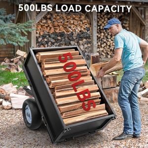 Xe kéo đổ thùng thép hạng nặng <span class=keywords><strong>10</strong></span> feet khối màu đen, xe kéo đa năng dùng cho máy cắt cỏ, làm việc sân vườn - Product Image 4