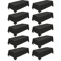 Lot de 10 nappes noires en polyester solide, 6 pieds x 102 pouces (90x140cm), résistantes aux plis, lavables, pour mariage, fabriquées en Chine
