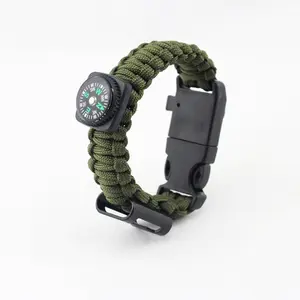 Hot selling outdoor paracord survival rope bracelet with camping accessories