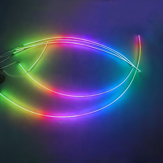 Misunauto APP Control Car Interior LED Light Trim Glow Optic Fiber Strip Ambient Lighting Kit with BT Controller 12V DC