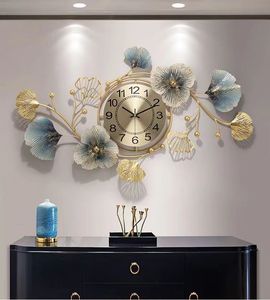 Luxury Ginkgo Leaf Metal Wall <strong>Clock</strong> <strong>Large</strong> Silent Non-ticking Art Wall <strong>Clock</strong> for Living Room &amp; Home Decor - Product Image 3