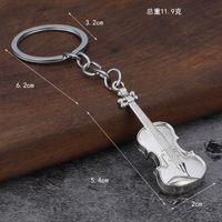 Porte-clés violon gravé en alliage de zinc avec anneau fendu, accessoire idéal pour les cadeaux d'enseignants en musique