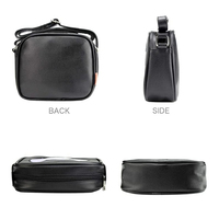 Sac bandoulière messager en cuir PU tendance avec fenêtre transparente en PVC pour affichage de badges, personnalisable avec logo, idéal pour les voyages
