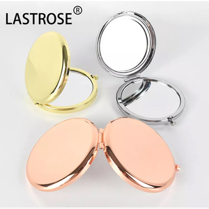 Cá Nhân Logo Tư Nhân Vòng Double Side Sliver Vàng Thép Không Gỉ Có Thể Gập Lại Túi Xách Tay Cầm Tay <span class=keywords><strong>Make</strong></span> <span class=keywords><strong>up</strong></span> Gương - Product Image 4