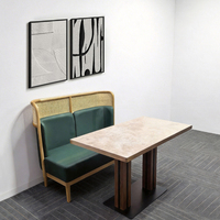 Ensembles de restaurant au design moderne OEM ODM, table à manger en pierre frittée, banquette en bois et cuir pour café
