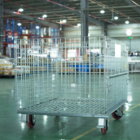 Jigong Cage de stockage pliable et portable en treillis métallique galvanisé, conteneur pour entrepôt et équipement de stockage de marchandises