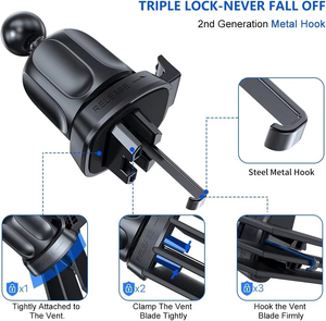 Soporte Universal para teléfono de coche de 360 grados, soporte de ventilación de aire de liberación de un botón, Material plástico de entrada de 9V/2A Compatible con todos los teléfonos - Product Image 3