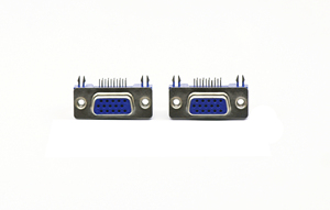 HDR 15P Female <b>D</b>-<b>Sub</b> <b>Connector</b> Right Angle Blue Plastic - Product Image 3