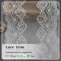 Fourniture d'usine : Dentelle extensible large en nylon et élasthanne avec motifs à pois, éventails et feuilles florales pour lingerie et robes