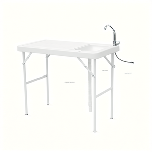 Table pliante portable DB pour extérieur avec évier et robinet, structure en plastique et métal, design minimaliste pour usage en cour - Product Image 1