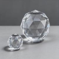 HBL En gros, Pendentif boule en verre cristal à facettes prismatiques, perles de verre taillées en diamant à facettes, pour lustre avec fond plat
