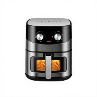 Friteuse à air électrique 6L grande capacité en acier inoxydable, design transparent, commande tactile, 1500W, circulation d'air chaud, transfrontalier