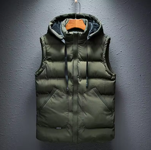 Blouson matelassé sans manches brodé pour homme – Hiver chaud, imperméable, coupe-vent, décontracté, extérieur, service OEM, logo frontal, col roulé - Product Image 5