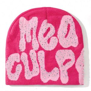 Bonnet d'hiver unisexe en acrylique tricoté jacquard avec strass Mea Culpa, en gros et en stock - Product Image 4