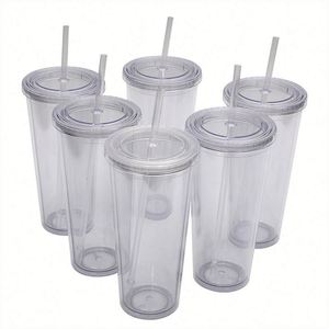 Gobelets en plastique personnalisés en gros, incrustés de strass, avec paille et couvercle, pour café et eau, à boire directement - Product Image 1