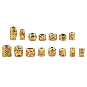 Gold-Plated Stainless Steel Carved <b>Spacer</b> Beads | Large Hole Textured Barrel Beads for DIY Jewelry Making | Bracelet & Necklace - Product Image 3