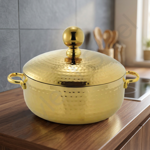 Cooking Pot Hammered Hotpot Gold Color Stainless Steel Healthy Induction <b>Saucepan</b> Hotpot Cookware Set - Product Image 4