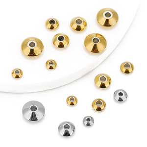 18K Gold Plated Stainless Steel Abacus <b>Beads</b> 4 5 6 8MM Round Flying Saucer <b>For</b> <b>Bracelet</b> Making Jewelry Accessories - Product Image 1