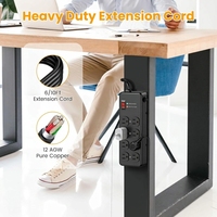 Multiprise industrielle et commerciale en acier inoxydable magnétique 2700J, protection contre les surtensions, 8 prises, PDU de bureau, montage mural