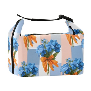 กระเป๋าใส่อาหารกลางวันลายดอกไม้สีฟ้าแบบกำหนดเองสไตล์ฮาวาย กระเป๋าเก็บความร้อน - Product Image 2
