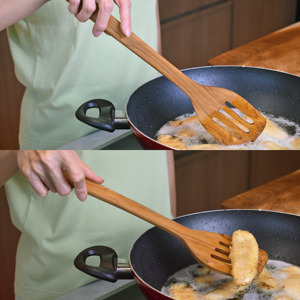 Spatule à rainures en bois de teck Tamara, écologique et naturelle, sans peinture ni vernis, sans danger pour les aliments, certifiée Halal, personnalisable, pour OEM - Product Image 4