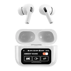 Auriculares TWS impermeables con pantalla táctil, auriculares estéreo inalámbricos auténticos, auriculares ANC completos en la oreja, 2024