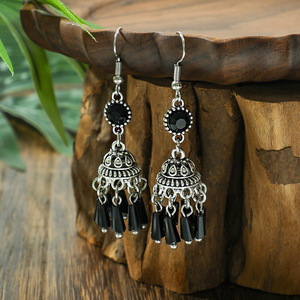 Boucles d'oreilles pendantes noires uniques de style bohème indien, grandes et tendance, faites à la main, pour femmes - Product Image 4