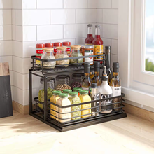 Organisateur d'armoire <span class=keywords><strong>coulissant</strong></span> à 2 niveaux Organisateur d'armoire coulissante <span class=keywords><strong>Rangement</strong></span> de salle de bain et de <span class=keywords><strong>cuisine</strong></span> avec tiroirs de revêtement - Product Image 2