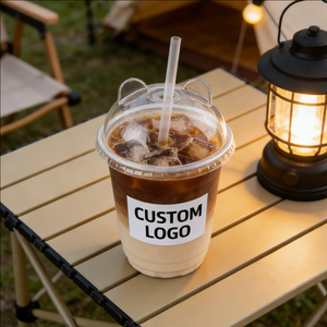 Gobelets à café jetables transparents en plastique de 24 oz avec couvercles et pailles pour café froid - Product Image 4